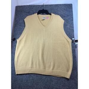 L.L. Bean Yellow Sweater Vest Men's Size XL 100% Cotton Knit Outdoor Casual